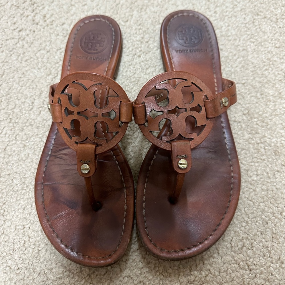 Tory Burch Brown Leather Sandals - Size 8